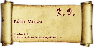 Kóhn Vince névjegykártya